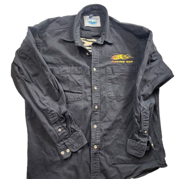 Vintage Arctic Cat Button Up Shirt Mens Large Flame Logo Snowmobile Racing Y2K - Picture 4 of 16